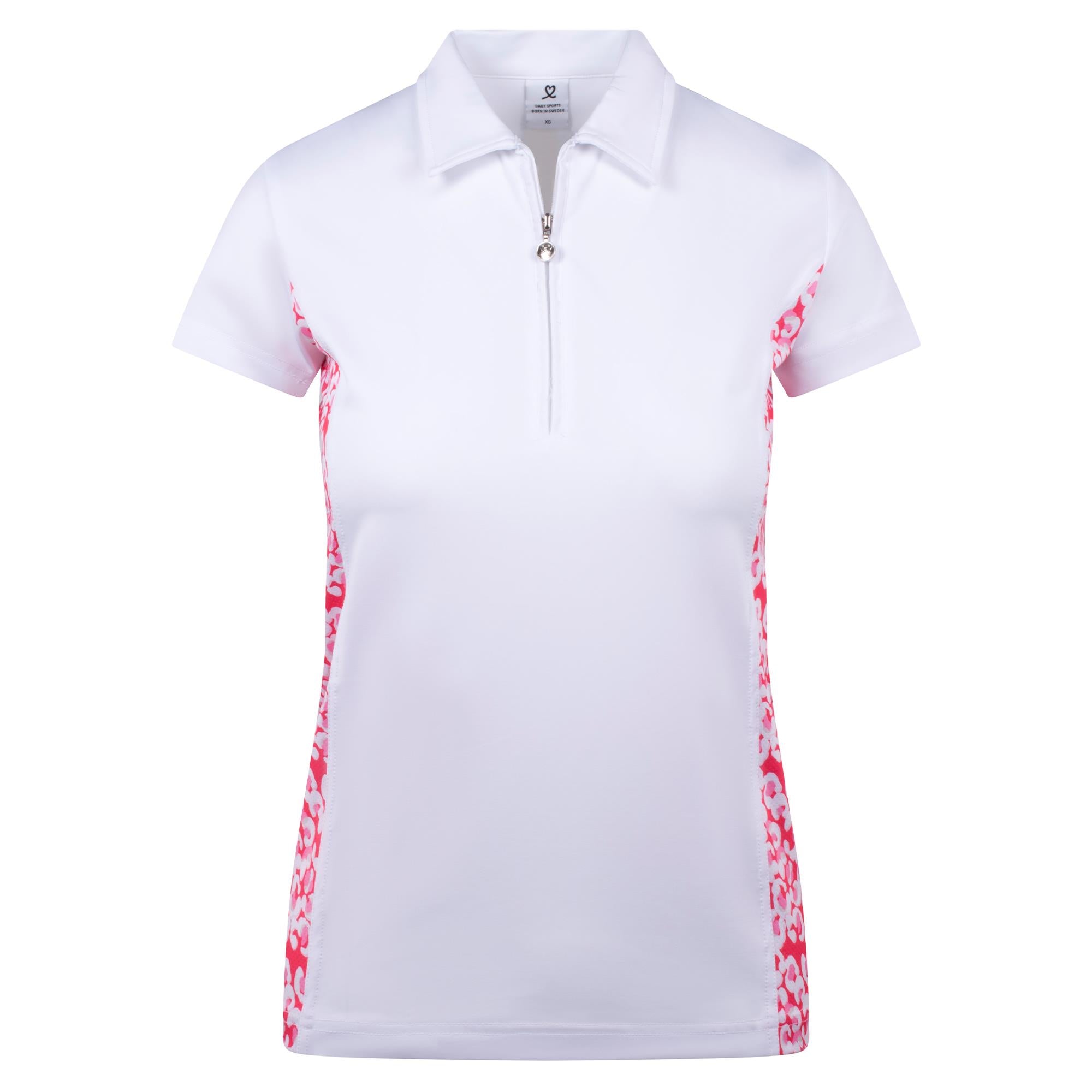 Daily Sports Edge Ladies Golf Polo Shirt Leo Coral White